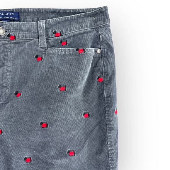 Talbots Gray Corduroy Scottish Terrier Schnauzer Simply Flattering Pants Sz 14 - Picture 2 of 6